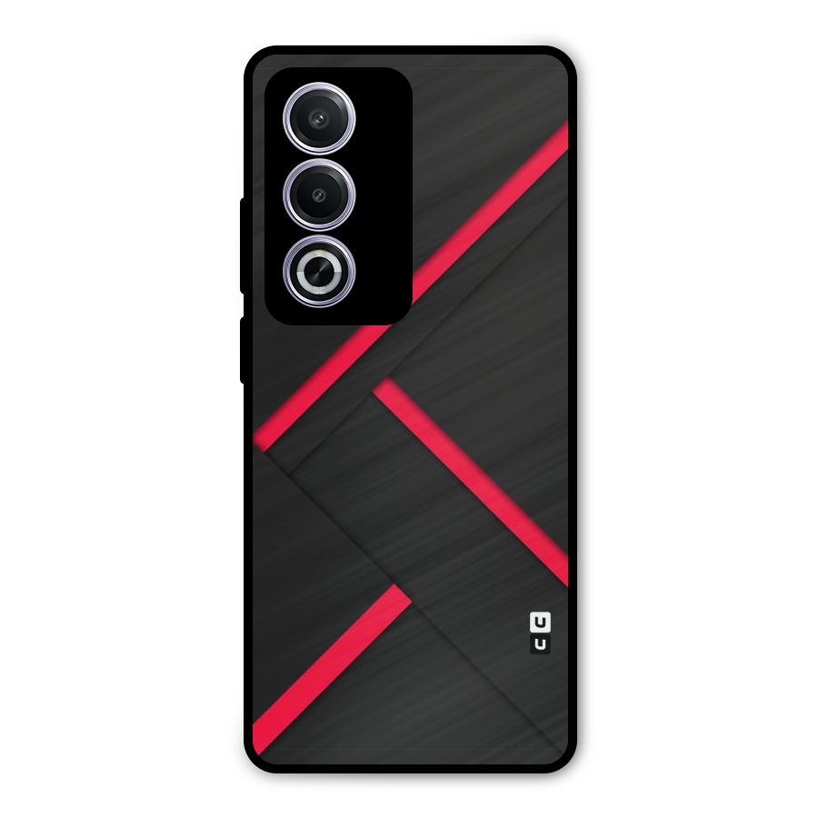 Red Disort Stripes Metal Back Case for Oppo A3 Pro