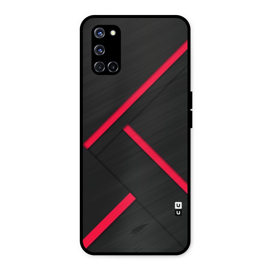 Red Disort Stripes Metal Back Case for Oppo A52