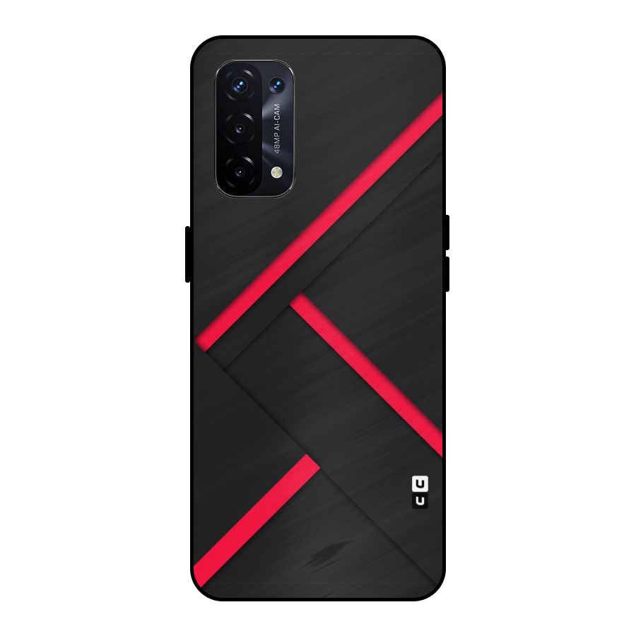 Red Disort Stripes Metal Back Case for Oppo A74 5G