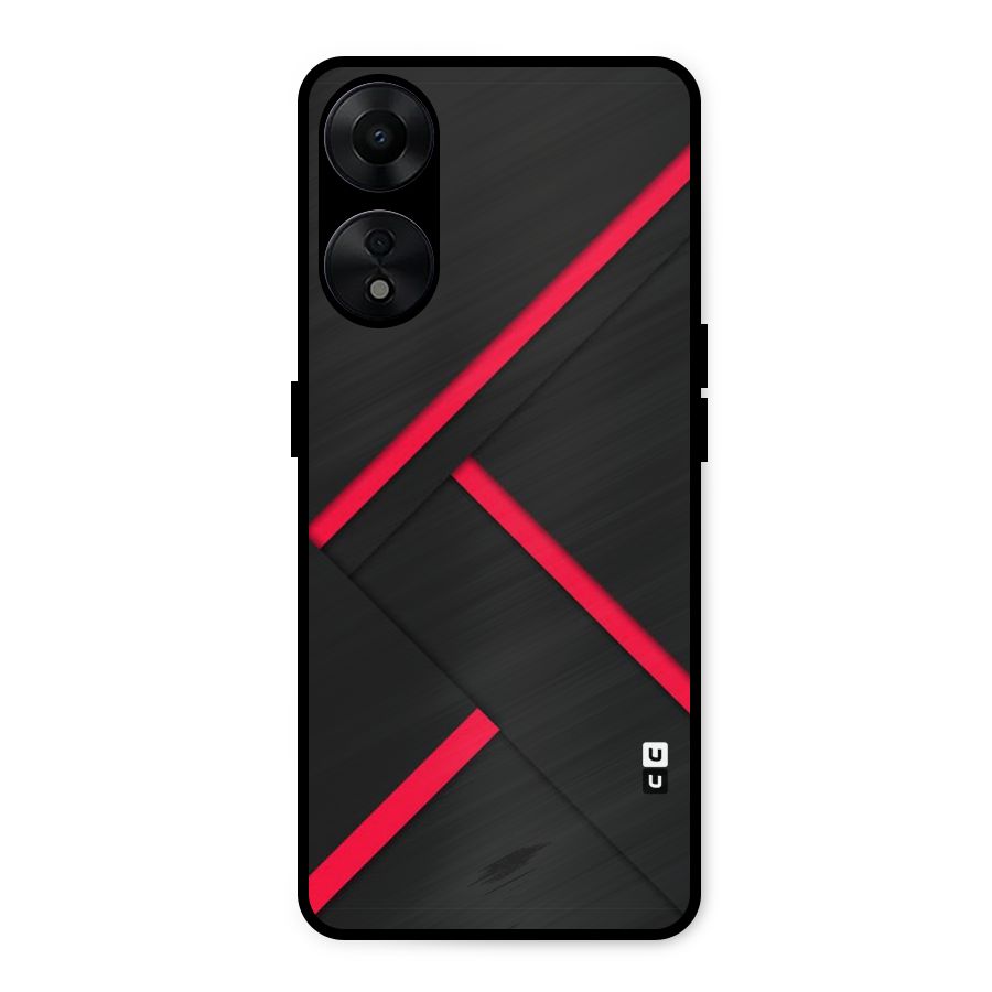 Red Disort Stripes Metal Back Case for Oppo A78 5G