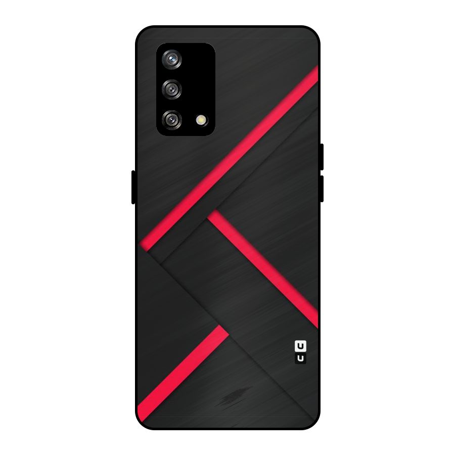 Red Disort Stripes Metal Back Case for Oppo F19