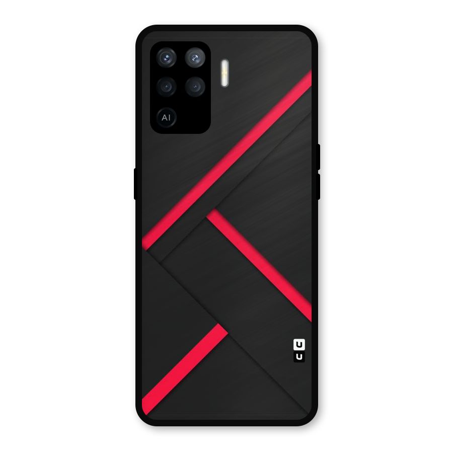 Red Disort Stripes Metal Back Case for Oppo F19 Pro