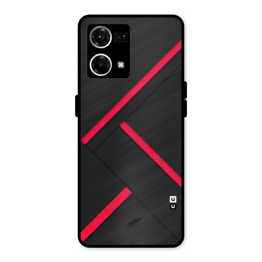 Red Disort Stripes Metal Back Case for Oppo F21 Pro 4G