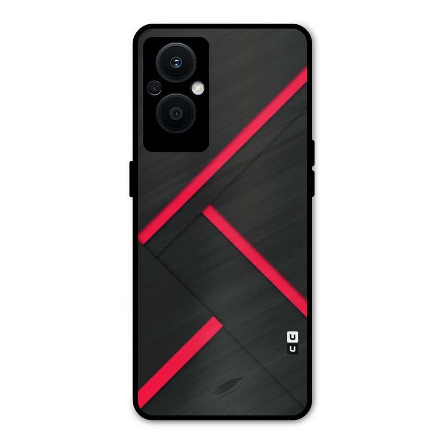 Red Disort Stripes Metal Back Case for Oppo F21s Pro 5G