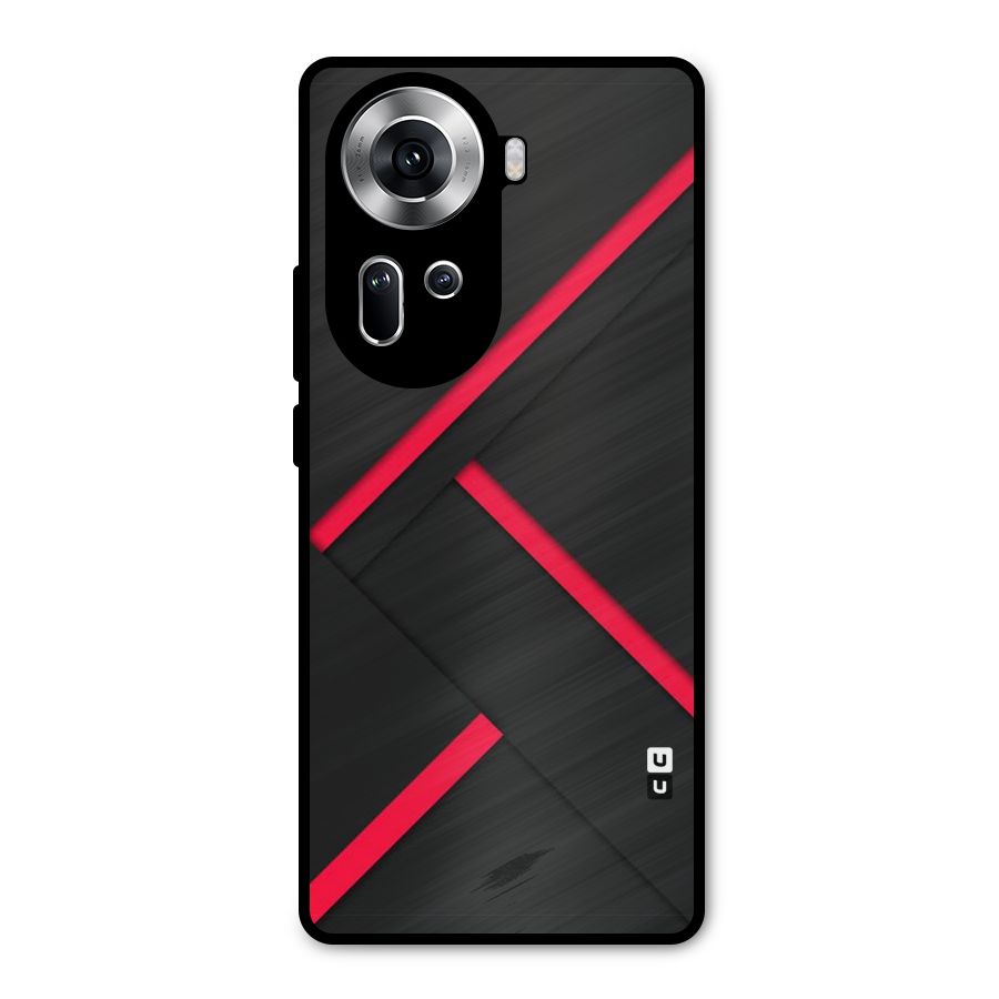 Red Disort Stripes Metal Back Case for Oppo Reno11 5G