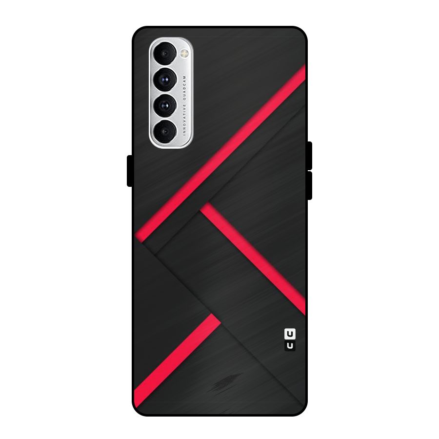 Red Disort Stripes Metal Back Case for Oppo Reno4 Pro