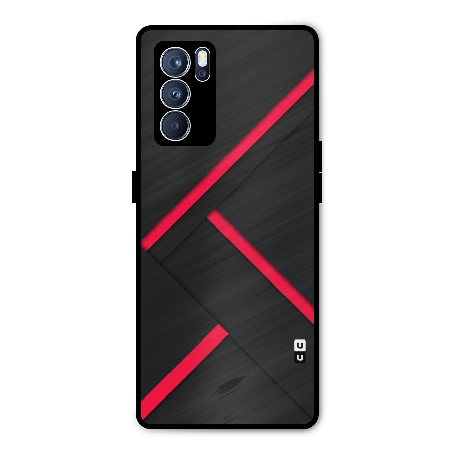 Red Disort Stripes Metal Back Case for Oppo Reno6 Pro 5G