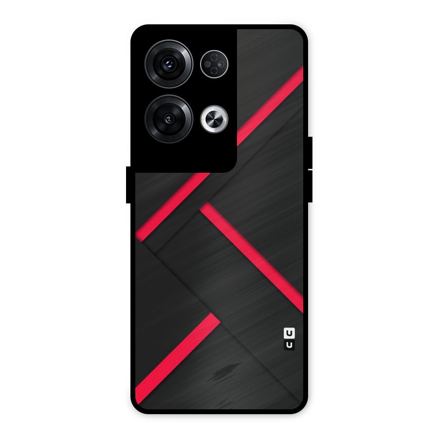 Red Disort Stripes Metal Back Case for Oppo Reno8 Pro 5G