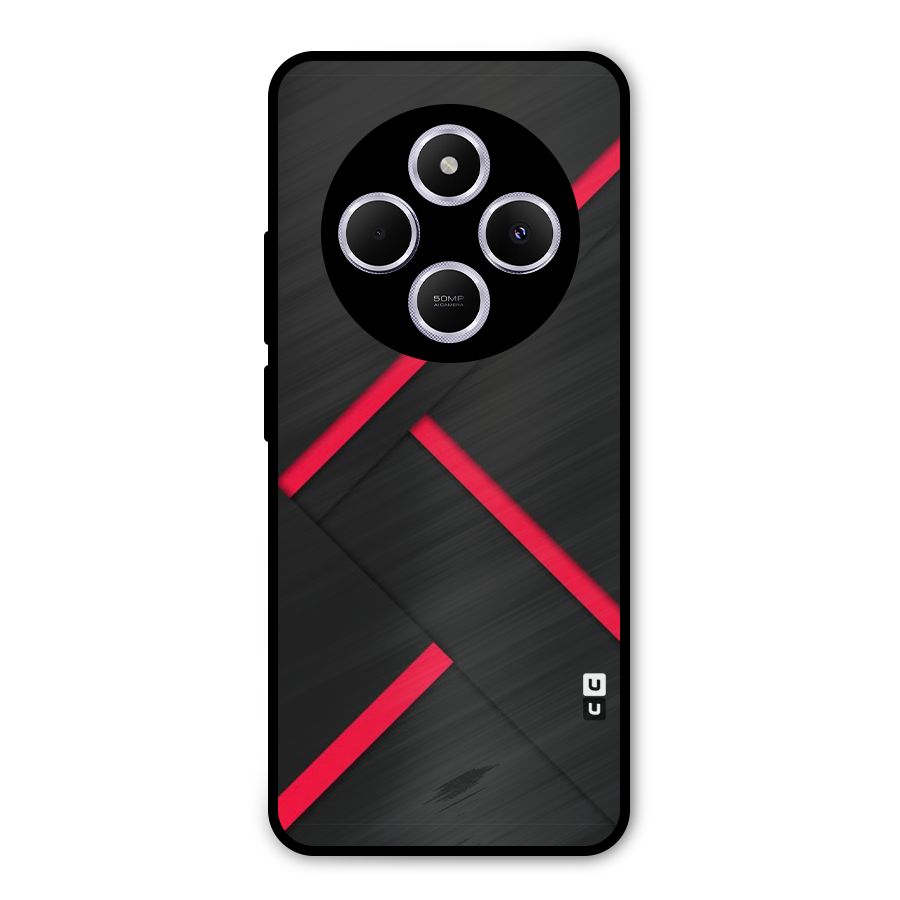 Red Disort Stripes Metal Back Case for Poco C75 5G