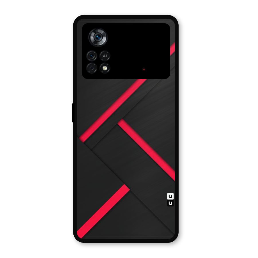 Red Disort Stripes Metal Back Case for Poco X4 Pro 5G