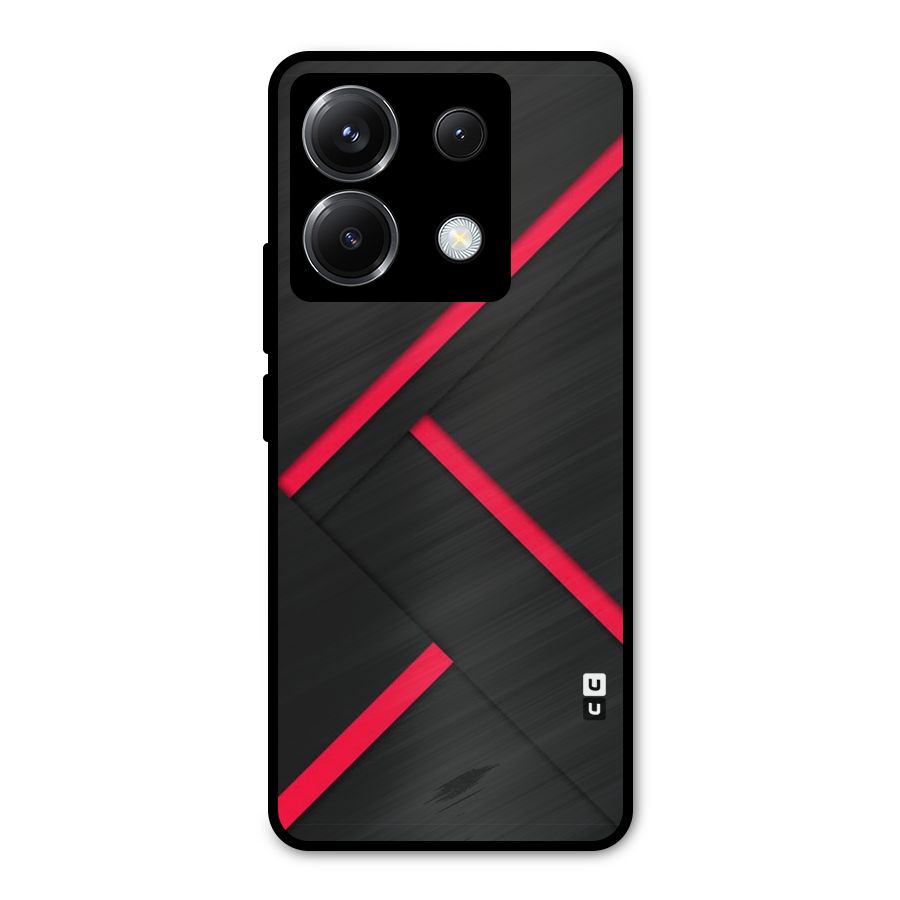 Red Disort Stripes Metal Back Case for Poco X6