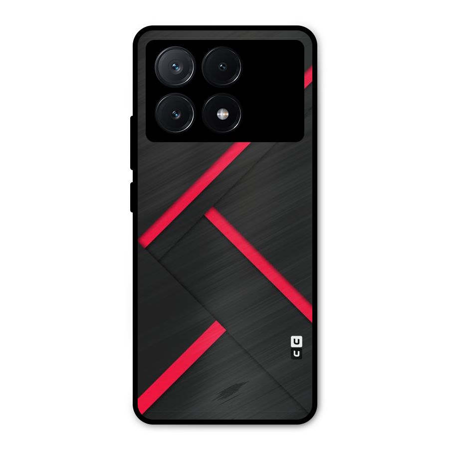 Red Disort Stripes Metal Back Case for Poco X6 Pro