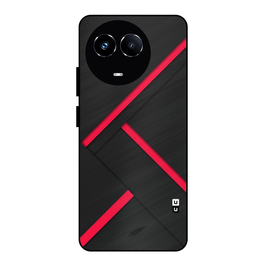 Red Disort Stripes Metal Back Case for Realme 11X