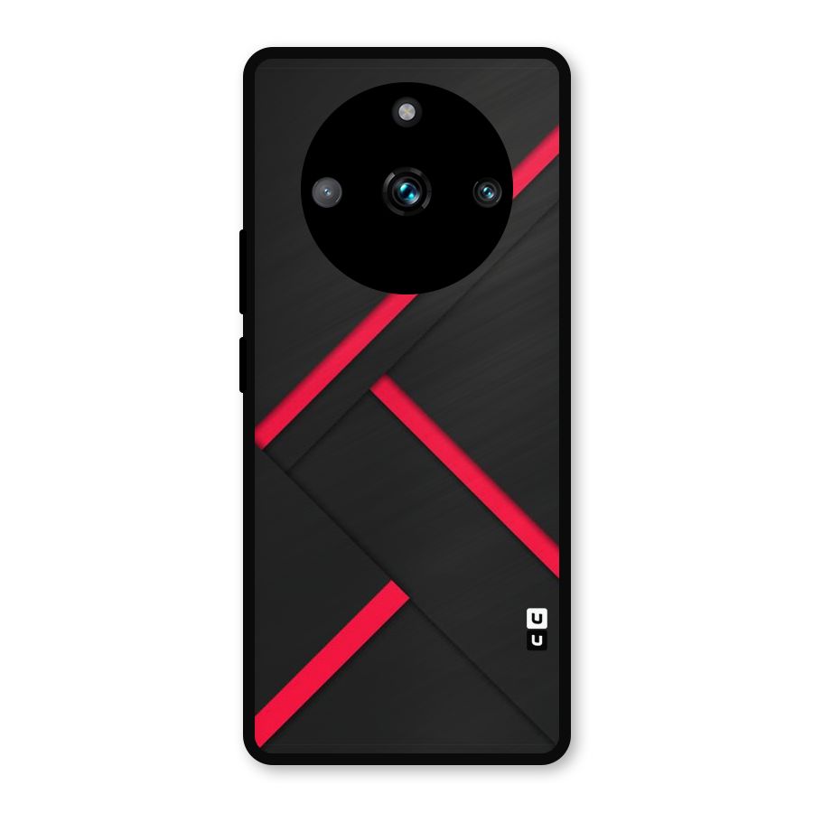Red Disort Stripes Metal Back Case for Realme 11 Pro Plus