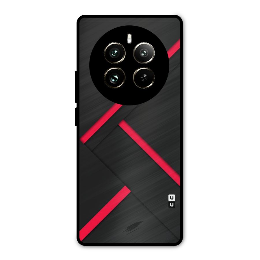 Red Disort Stripes Metal Back Case for Realme 12 Pro