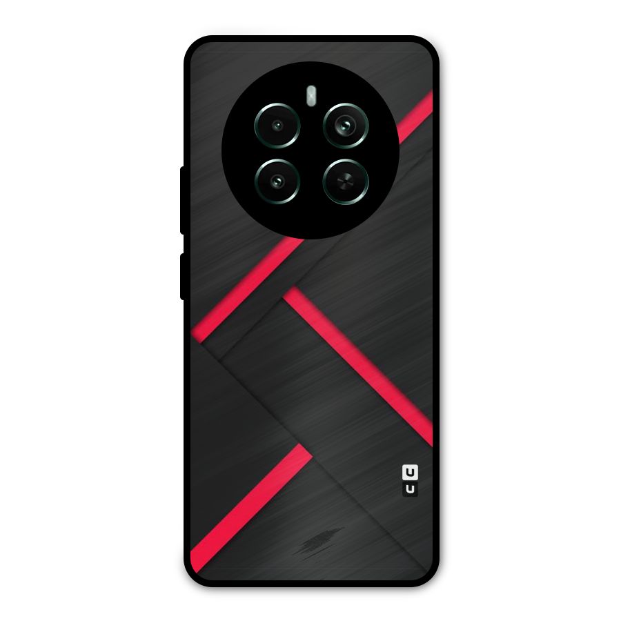 Red Disort Stripes Metal Back Case for Realme 12 Pro Plus