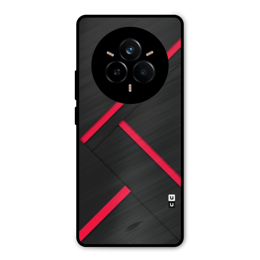 Red Disort Stripes Metal Back Case for Realme 14 Pro