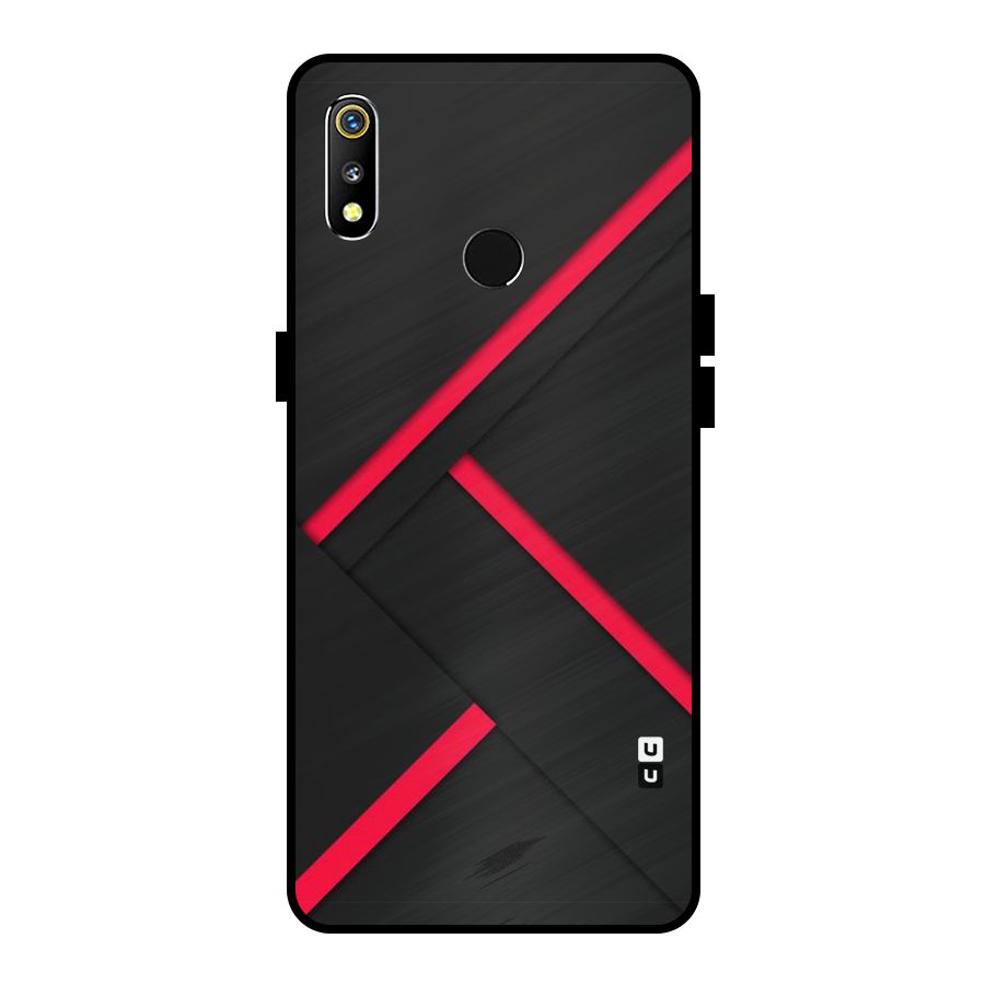 Red Disort Stripes Metal Back Case for Realme 3i