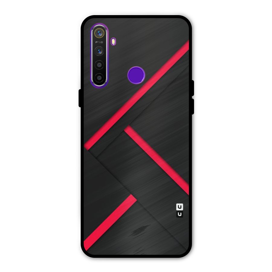 Red Disort Stripes Metal Back Case for Realme 5