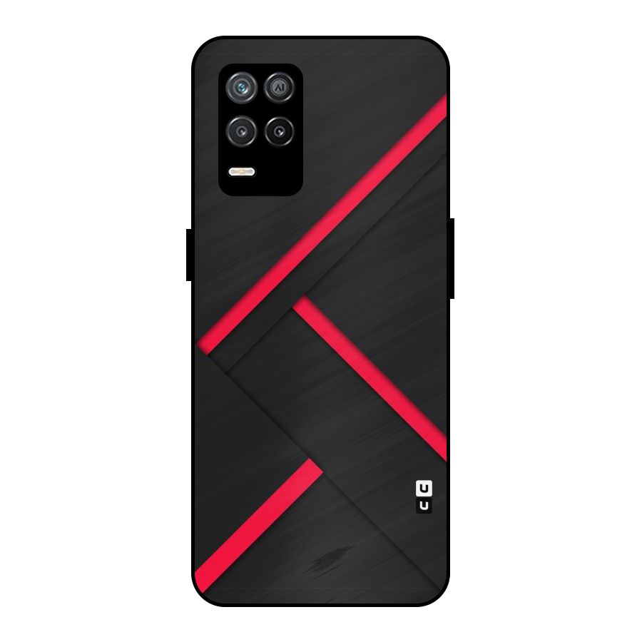 Red Disort Stripes Metal Back Case for Realme 8 5G