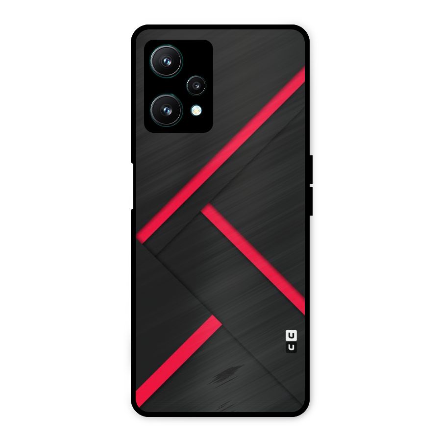 Red Disort Stripes Metal Back Case for Realme 9 Pro 5G