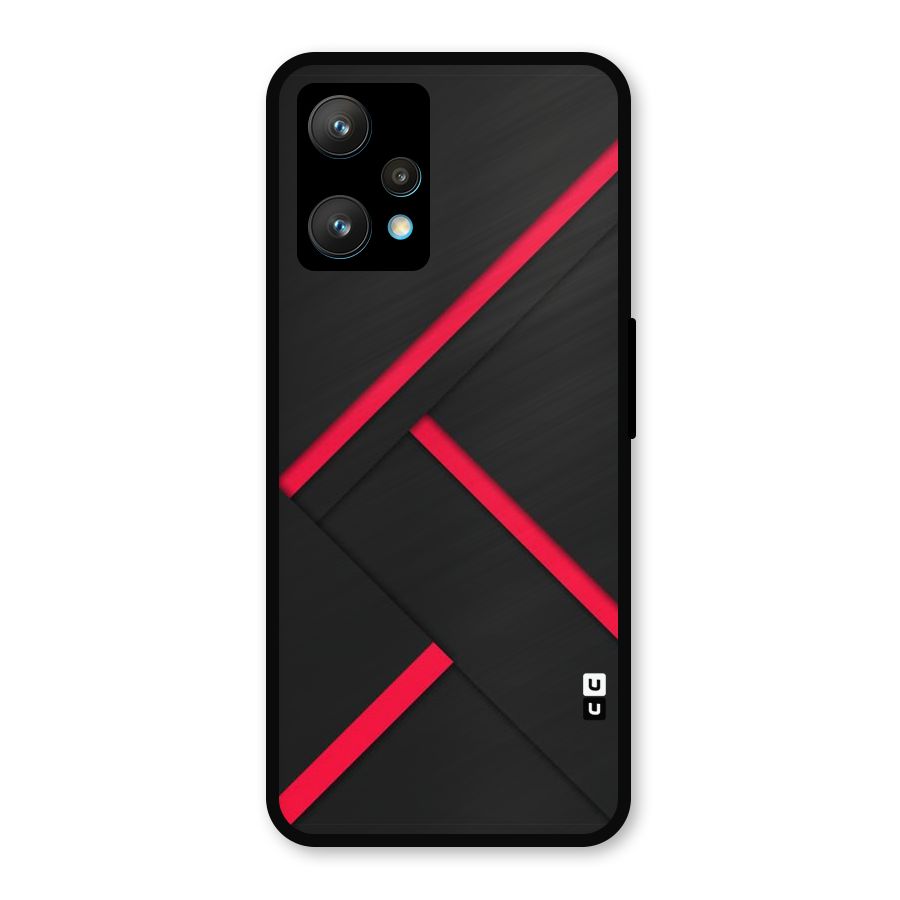 Red Disort Stripes Metal Back Case for Realme 9 Pro Plus 5G