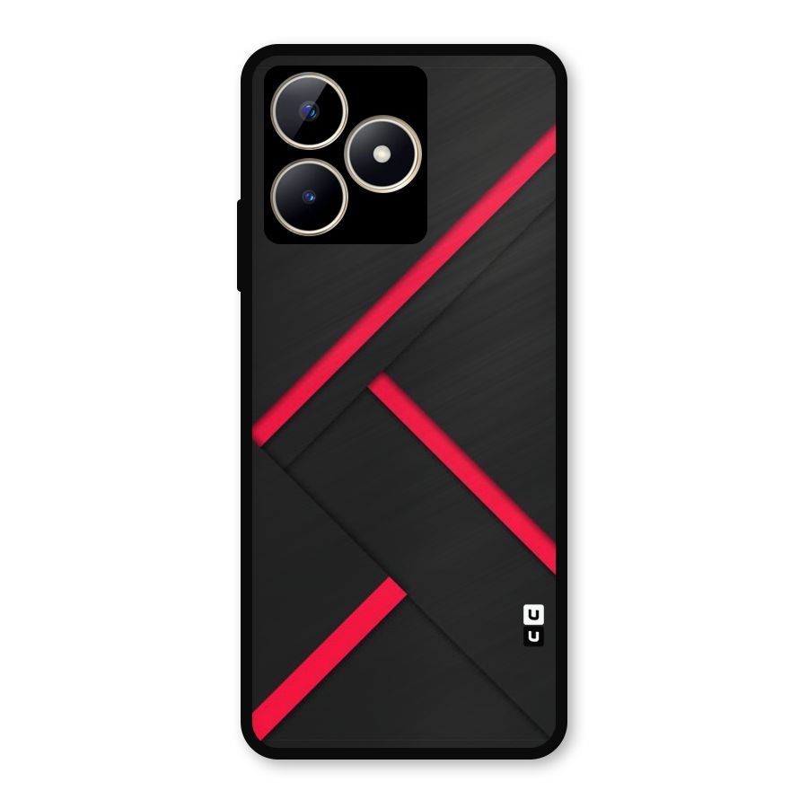Red Disort Stripes Metal Back Case for Realme C53