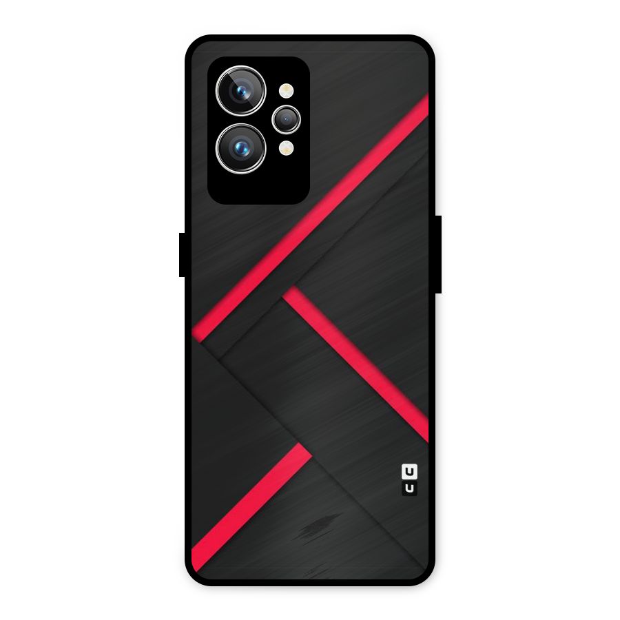 Red Disort Stripes Metal Back Case for Realme GT2 Pro