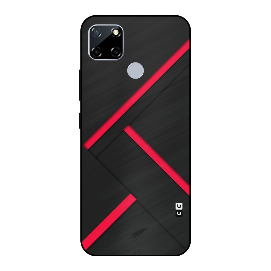 Red Disort Stripes Metal Back Case for Realme Narzo 20