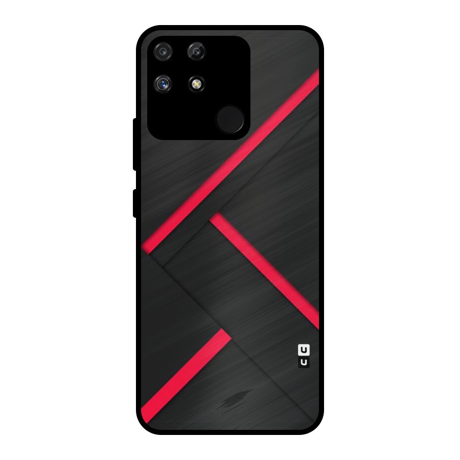 Red Disort Stripes Metal Back Case for Realme Narzo 50A