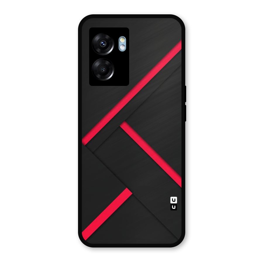 Red Disort Stripes Metal Back Case for Realme Narzo 50 5G