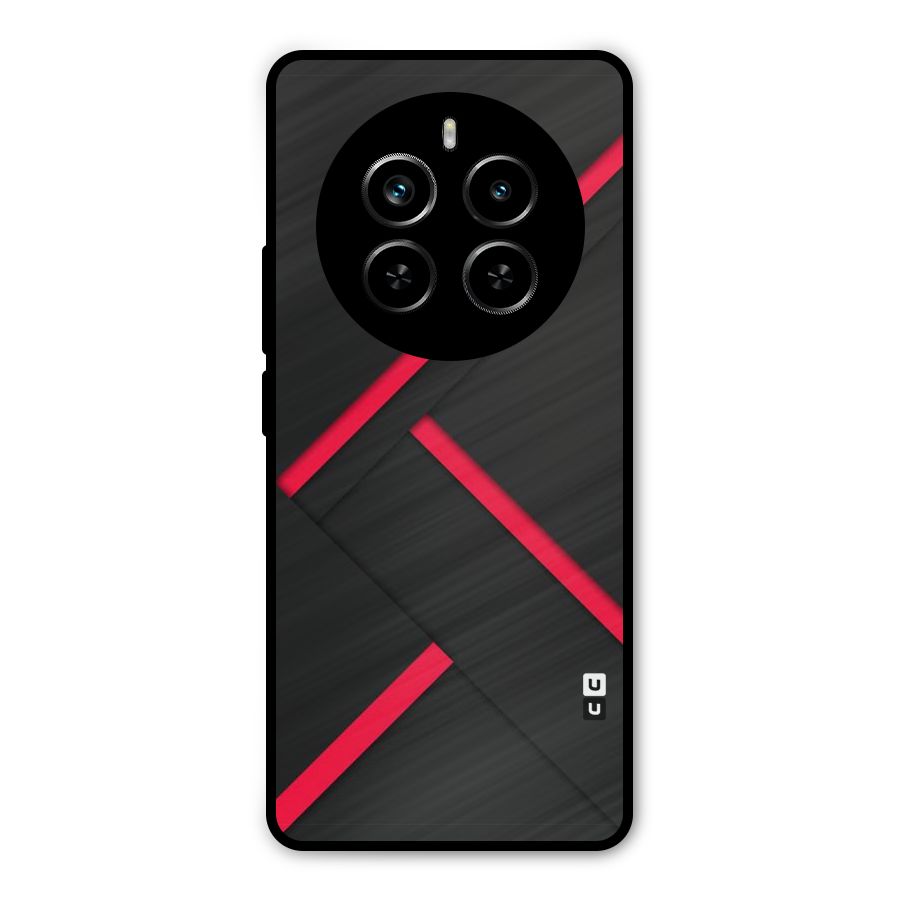 Red Disort Stripes Metal Back Case for Realme P1 Pro