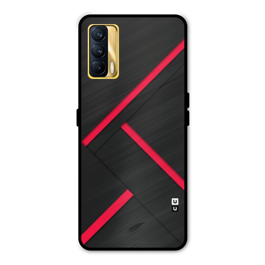 Red Disort Stripes Metal Back Case for Realme X7