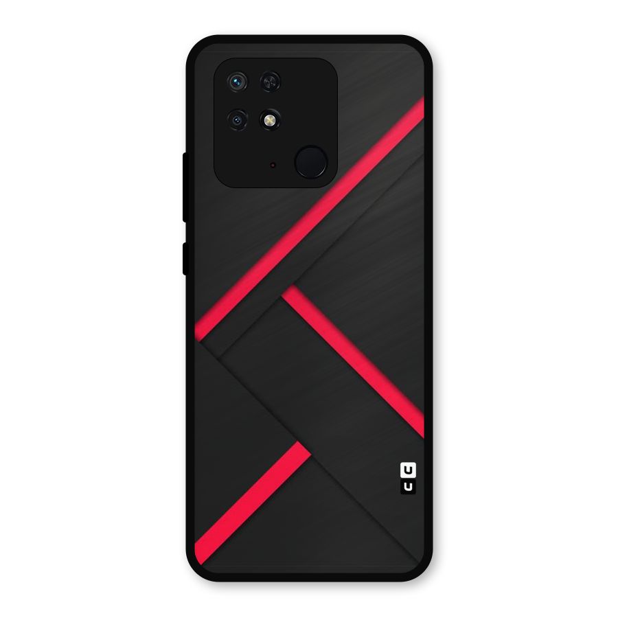 Red Disort Stripes Metal Back Case for Redmi 10 Power