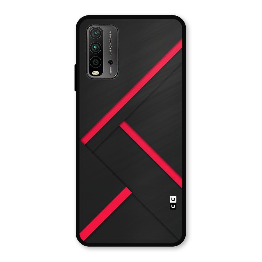 Red Disort Stripes Metal Back Case for Redmi 9 Power