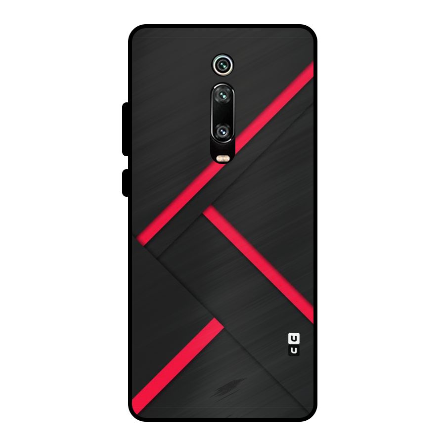 Red Disort Stripes Metal Back Case for Redmi K20 Pro