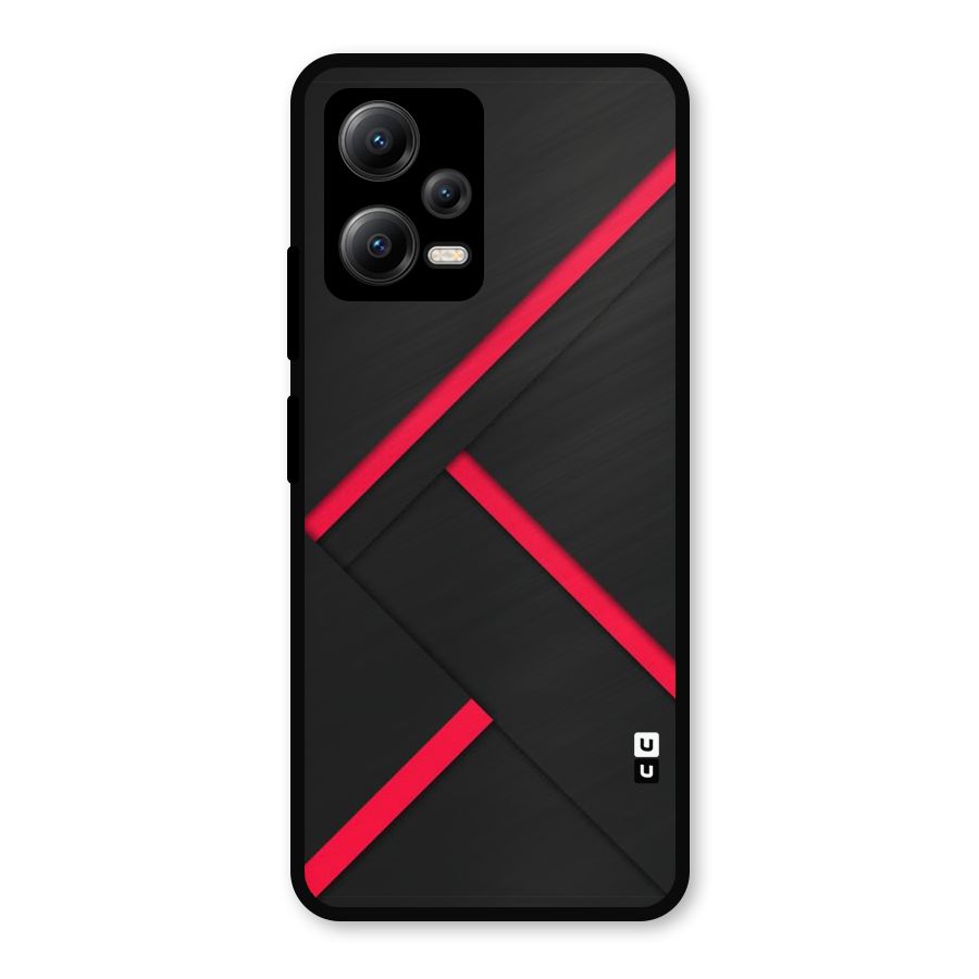 Red Disort Stripes Metal Back Case for Redmi Note 12 5G