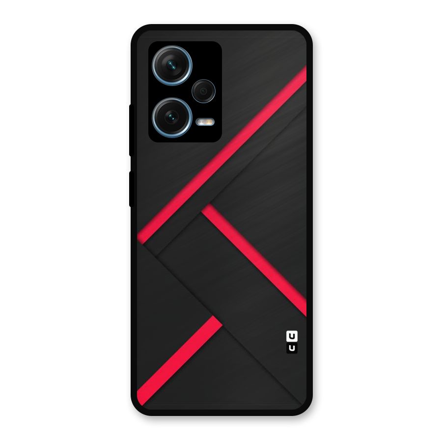 Red Disort Stripes Metal Back Case for Redmi Note 12 Pro Plus 5G