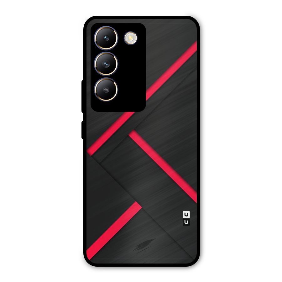 Red Disort Stripes Metal Back Case for Vivo T3 5G