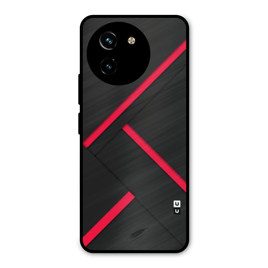 Red Disort Stripes Metal Back Case for Vivo T3x