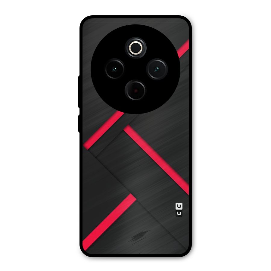 Red Disort Stripes Metal Back Case for Vivo T4