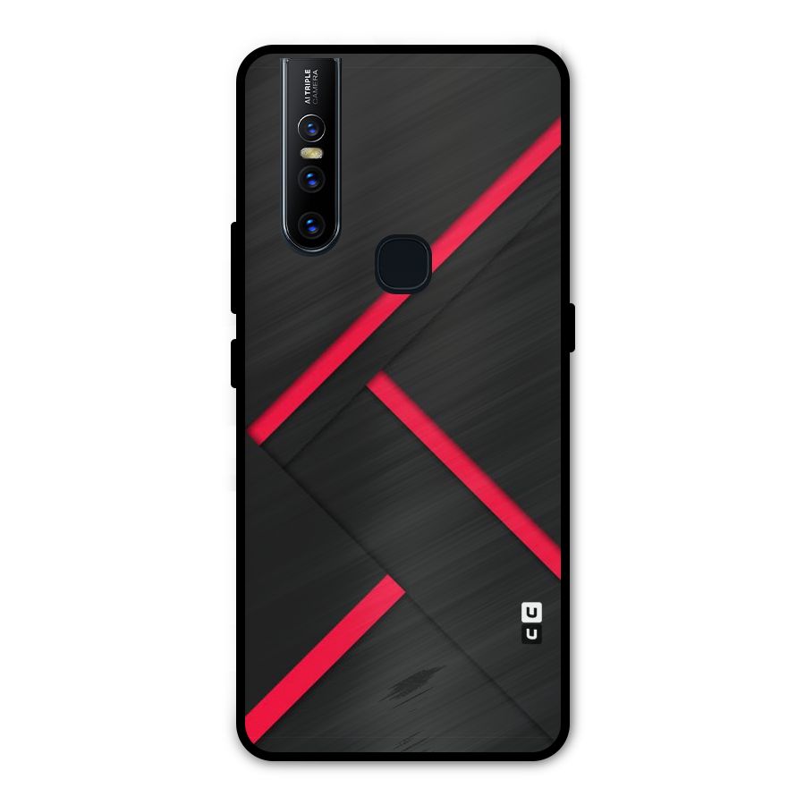 Red Disort Stripes Metal Back Case for Vivo V15