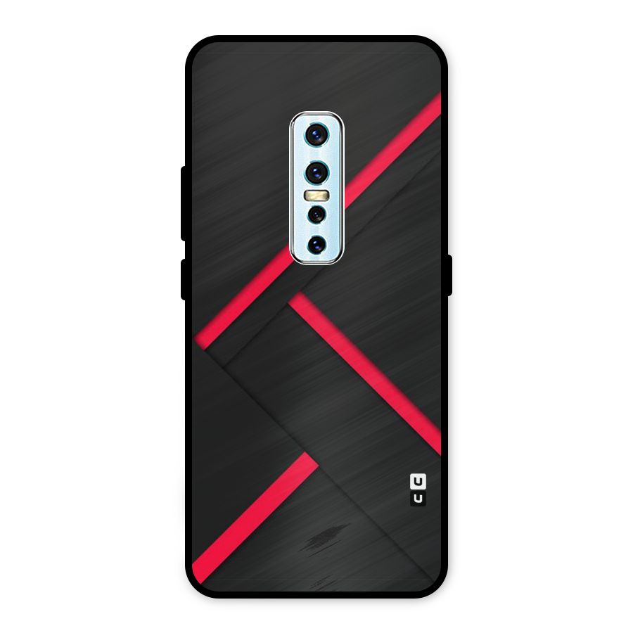 Red Disort Stripes Metal Back Case for Vivo V17 Pro