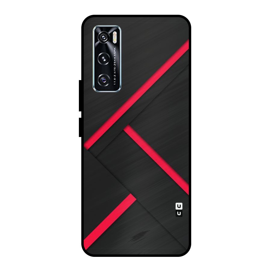 Red Disort Stripes Metal Back Case for Vivo V20 SE