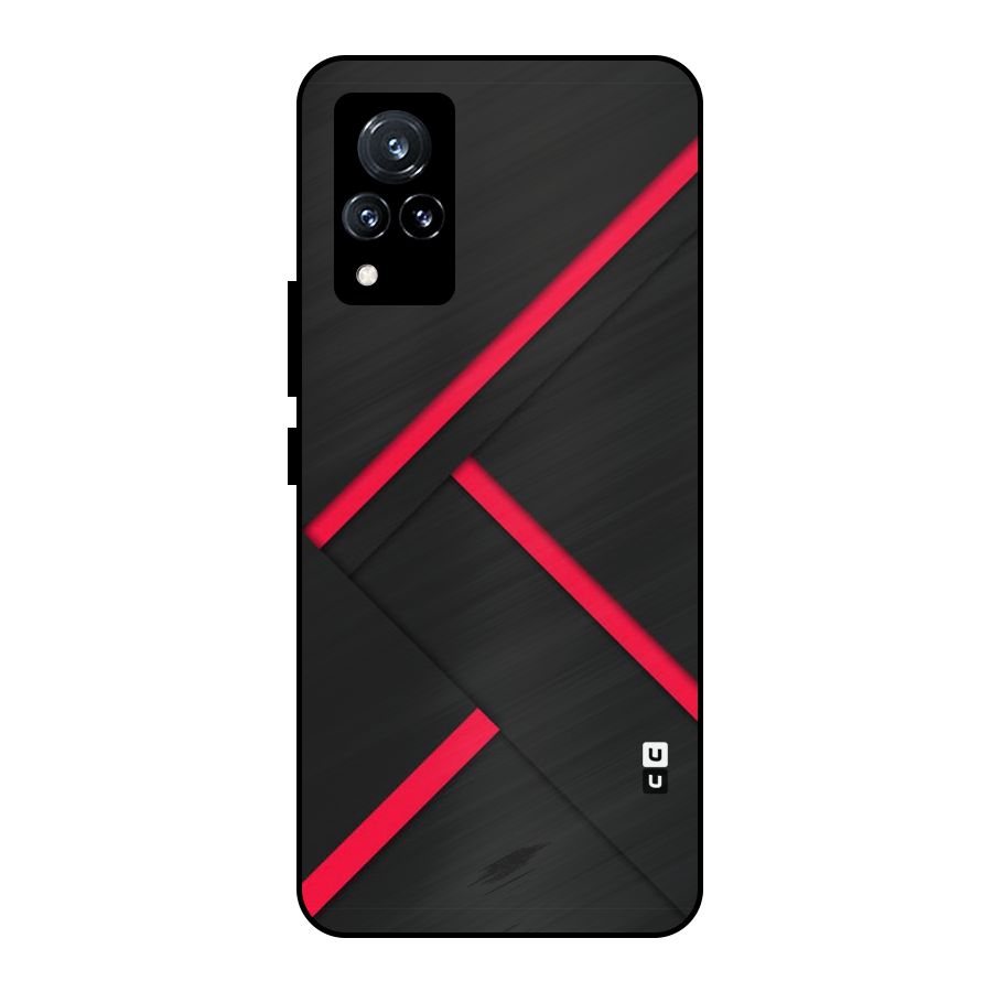 Red Disort Stripes Metal Back Case for Vivo V21 5G