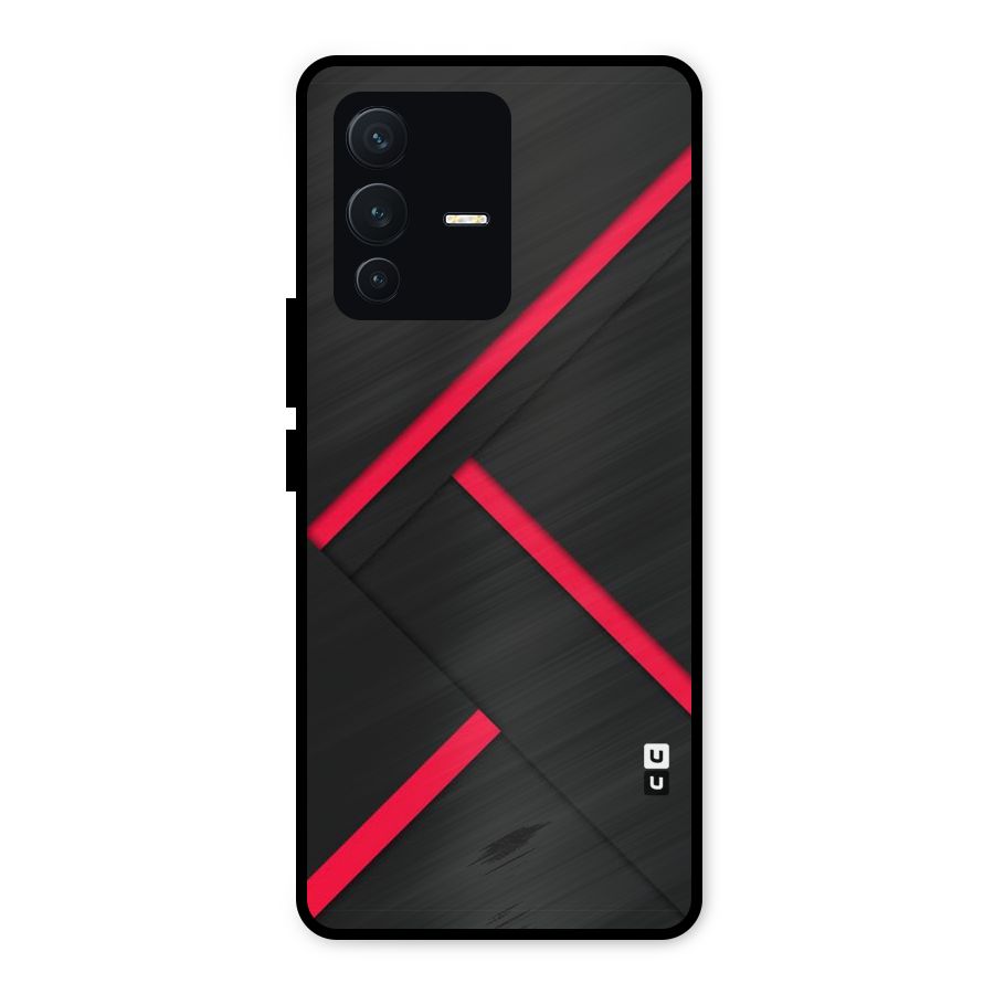 Red Disort Stripes Metal Back Case for Vivo V23 5G