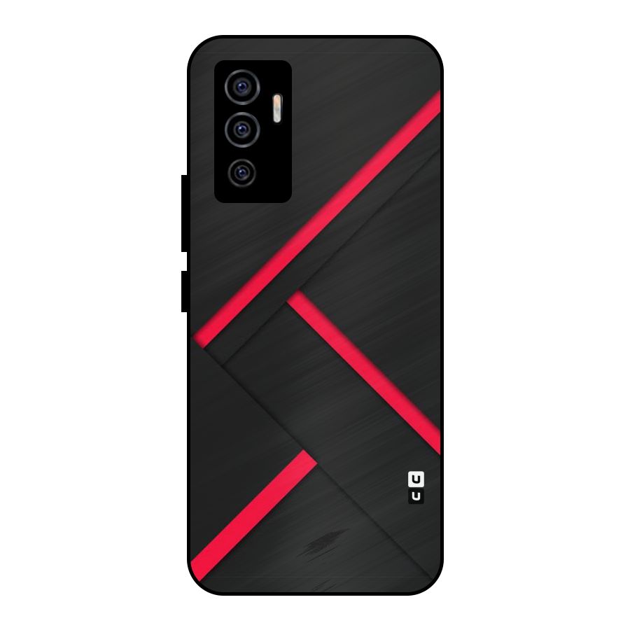 Red Disort Stripes Metal Back Case for Vivo V23e