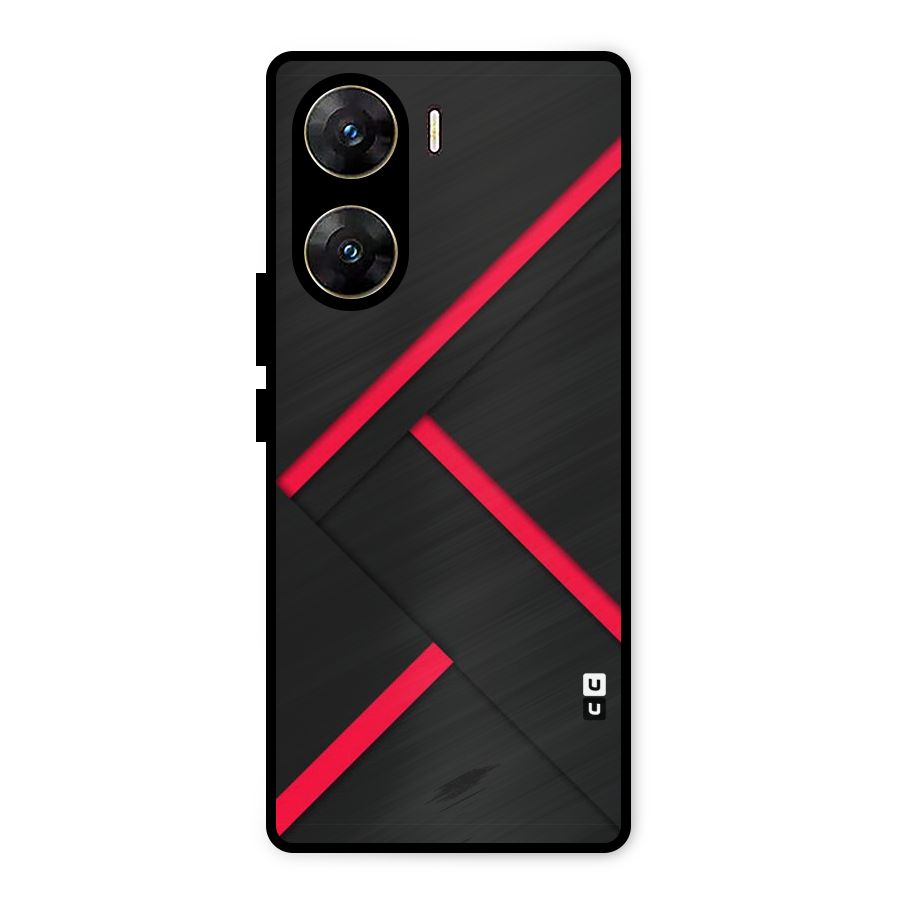 Red Disort Stripes Metal Back Case for Vivo V29e