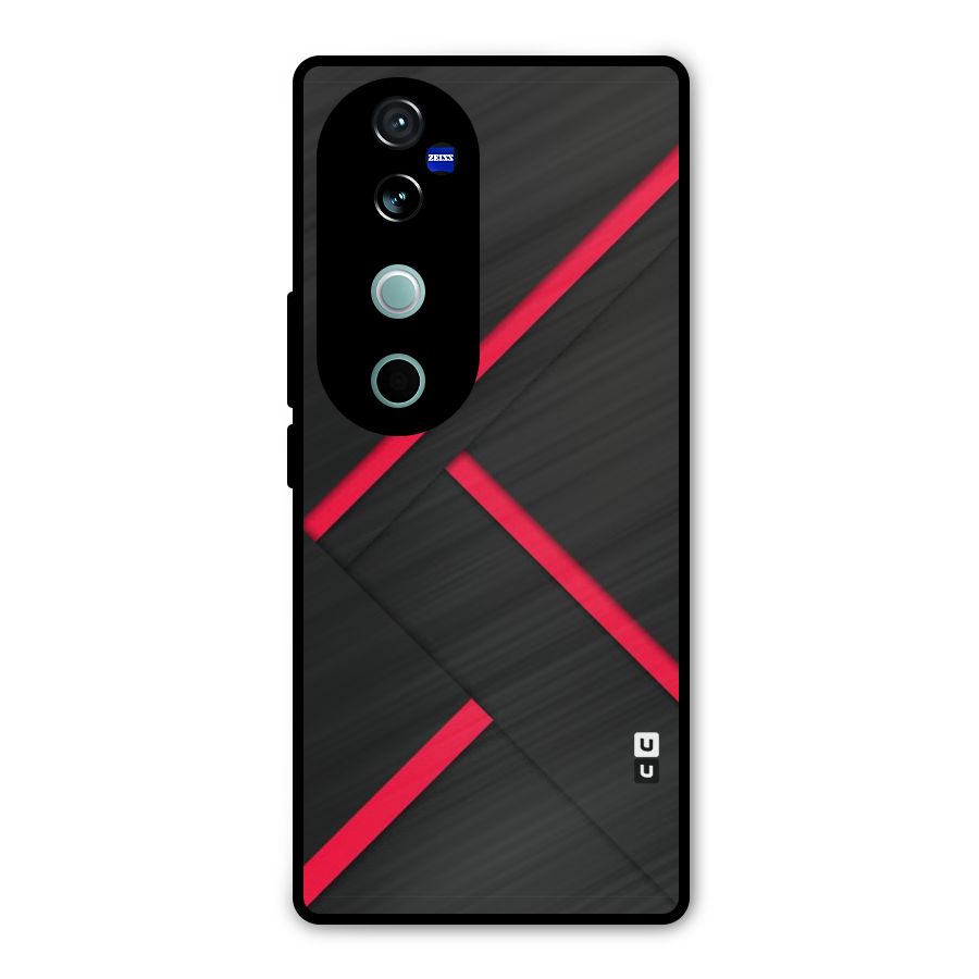 Red Disort Stripes Metal Back Case for Vivo V40