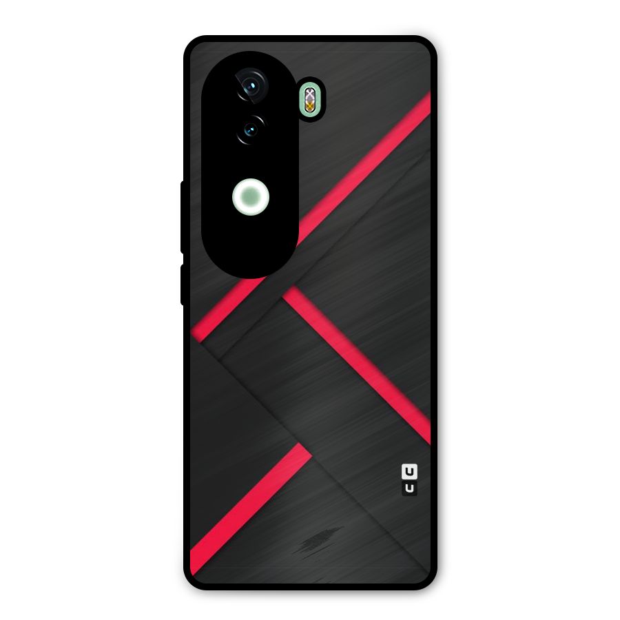 Red Disort Stripes Metal Back Case for Vivo V40e